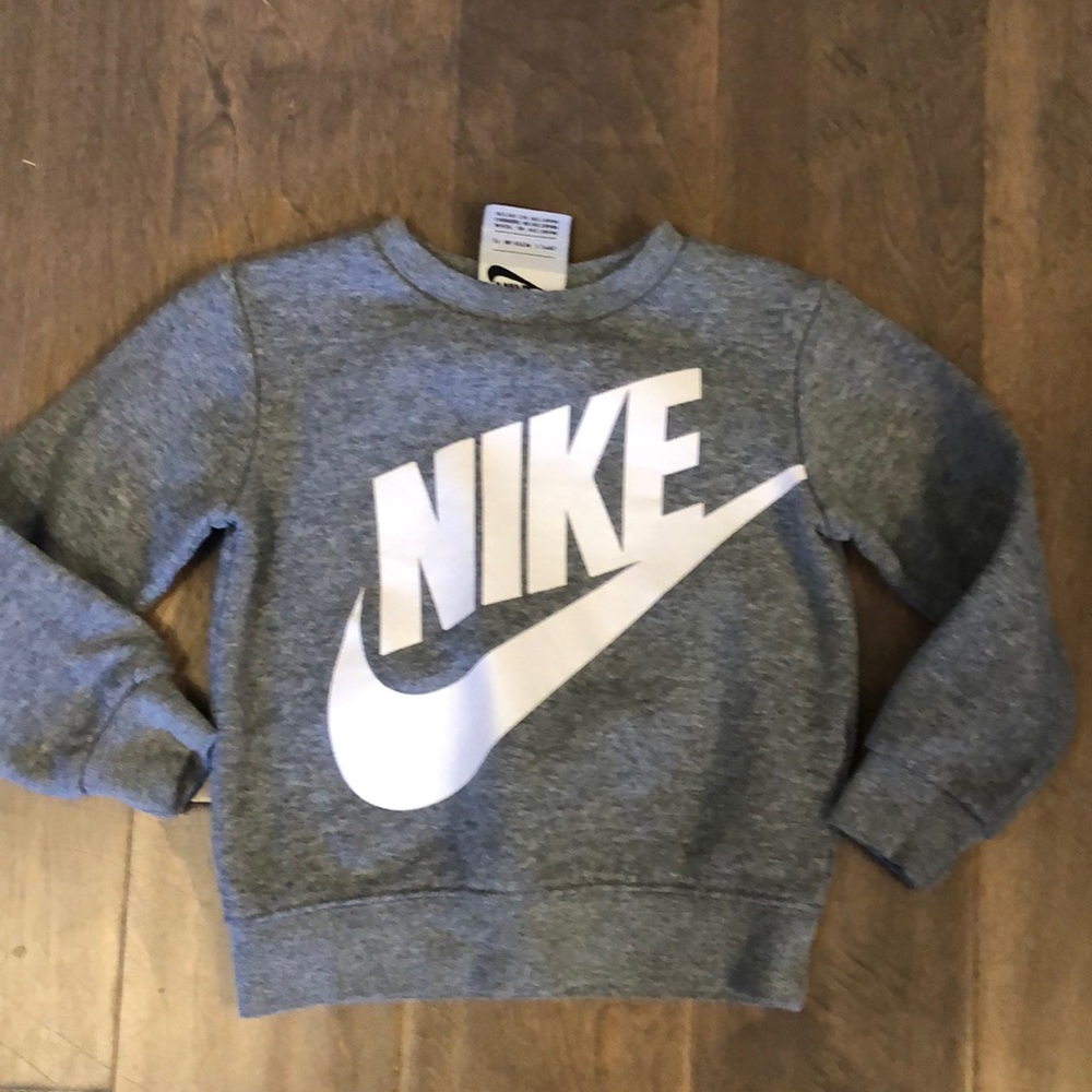 Nike crew neck toddler sweatshirt 2T gray white swoosh